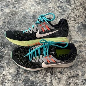 Nike Black Sneakers with Teal Laces and Lime Midsole